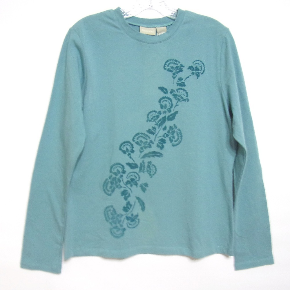 Field Gear T-Shirt NWT Size L Teal Flower Design